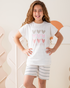 بيجاما شورت قطن و توب كم ساقط مع طباعه قلوب