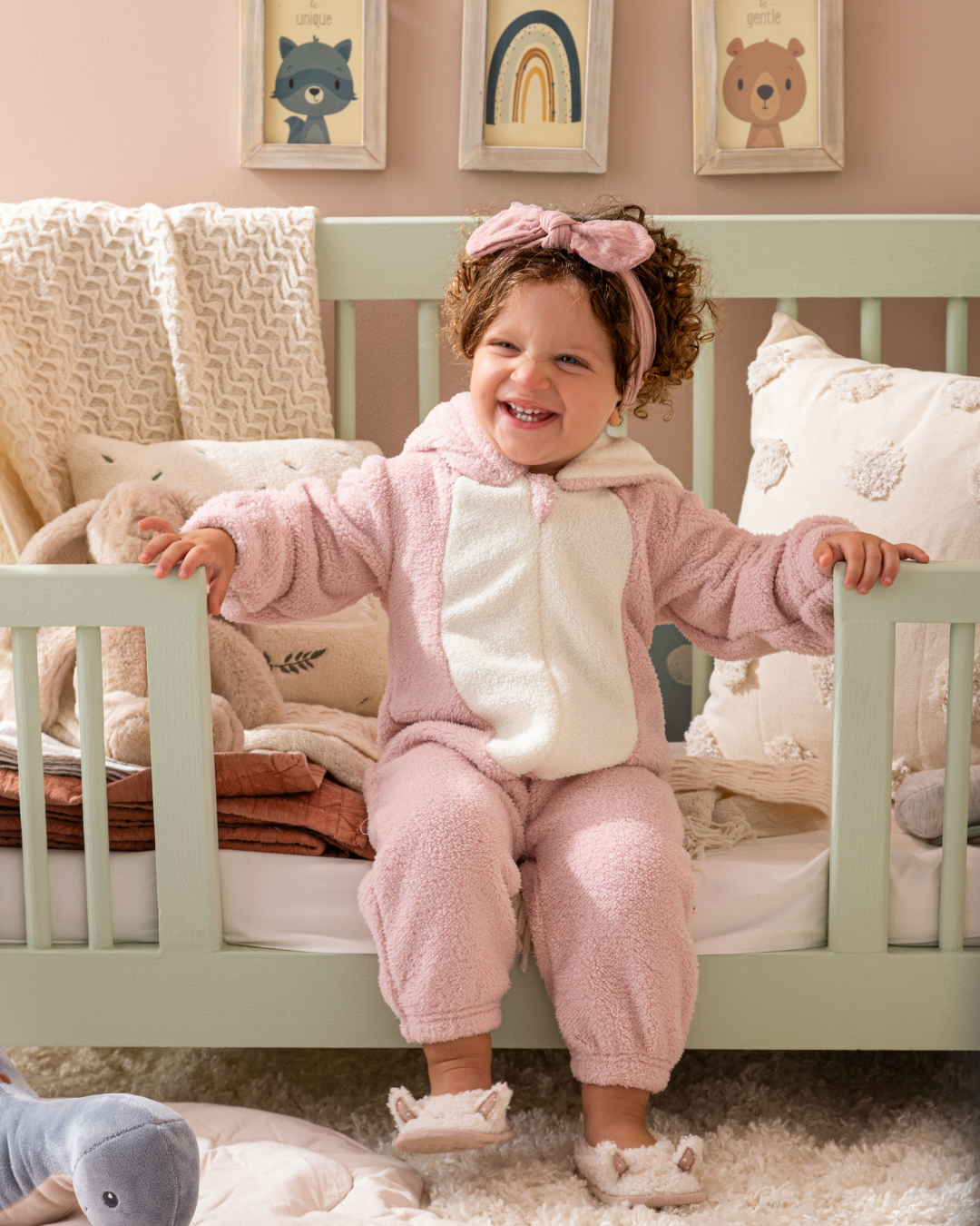 Unicorn baby girls' jumpsuit with cabochon and zipper