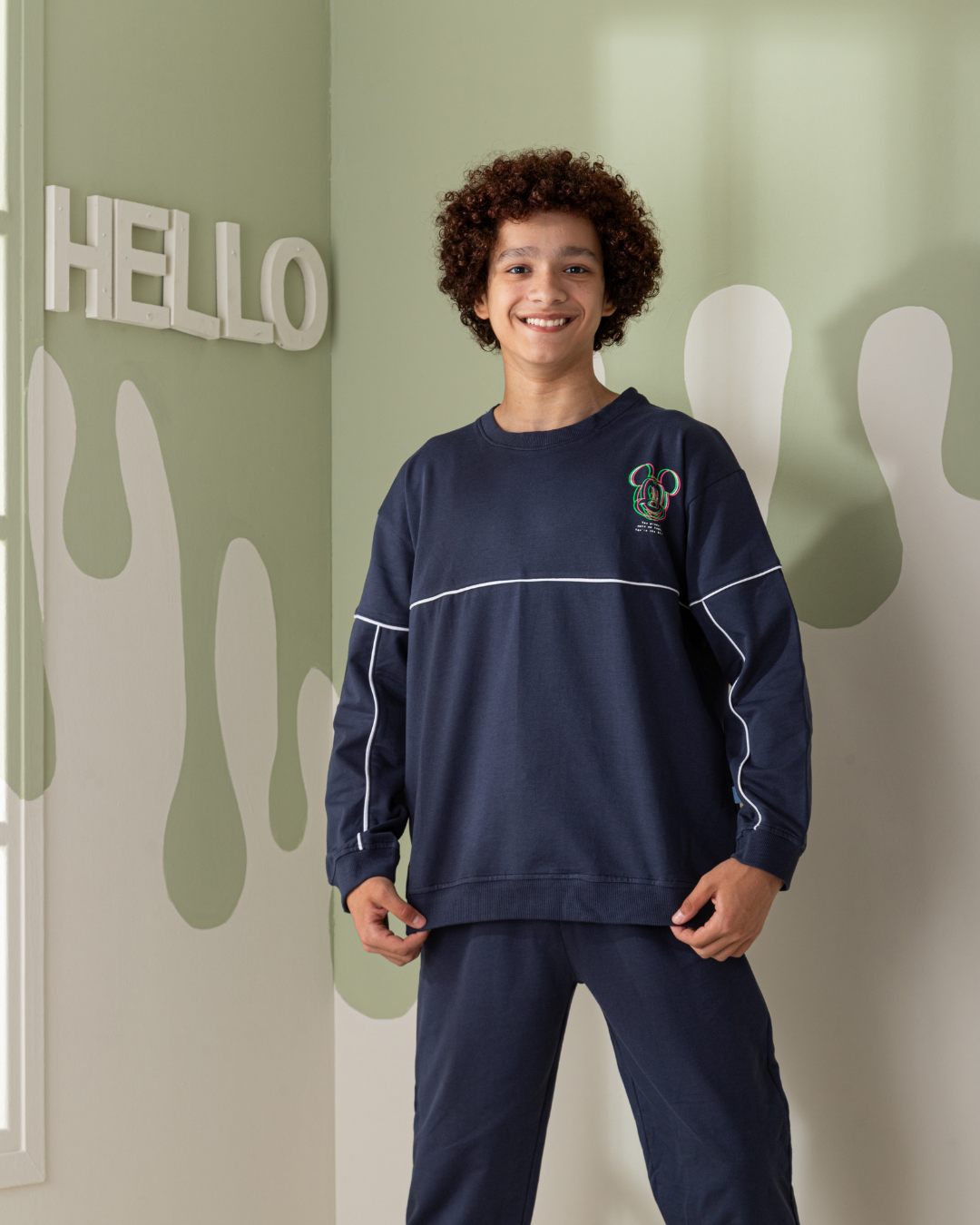 Mickey mouse phosphoric بيجاما أولادي كُم طويل