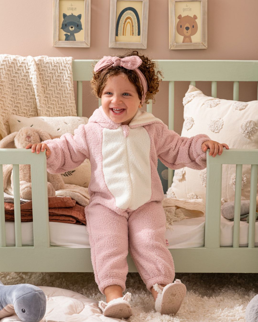 Unicorn baby girls' jumpsuit with cabochon and zipper