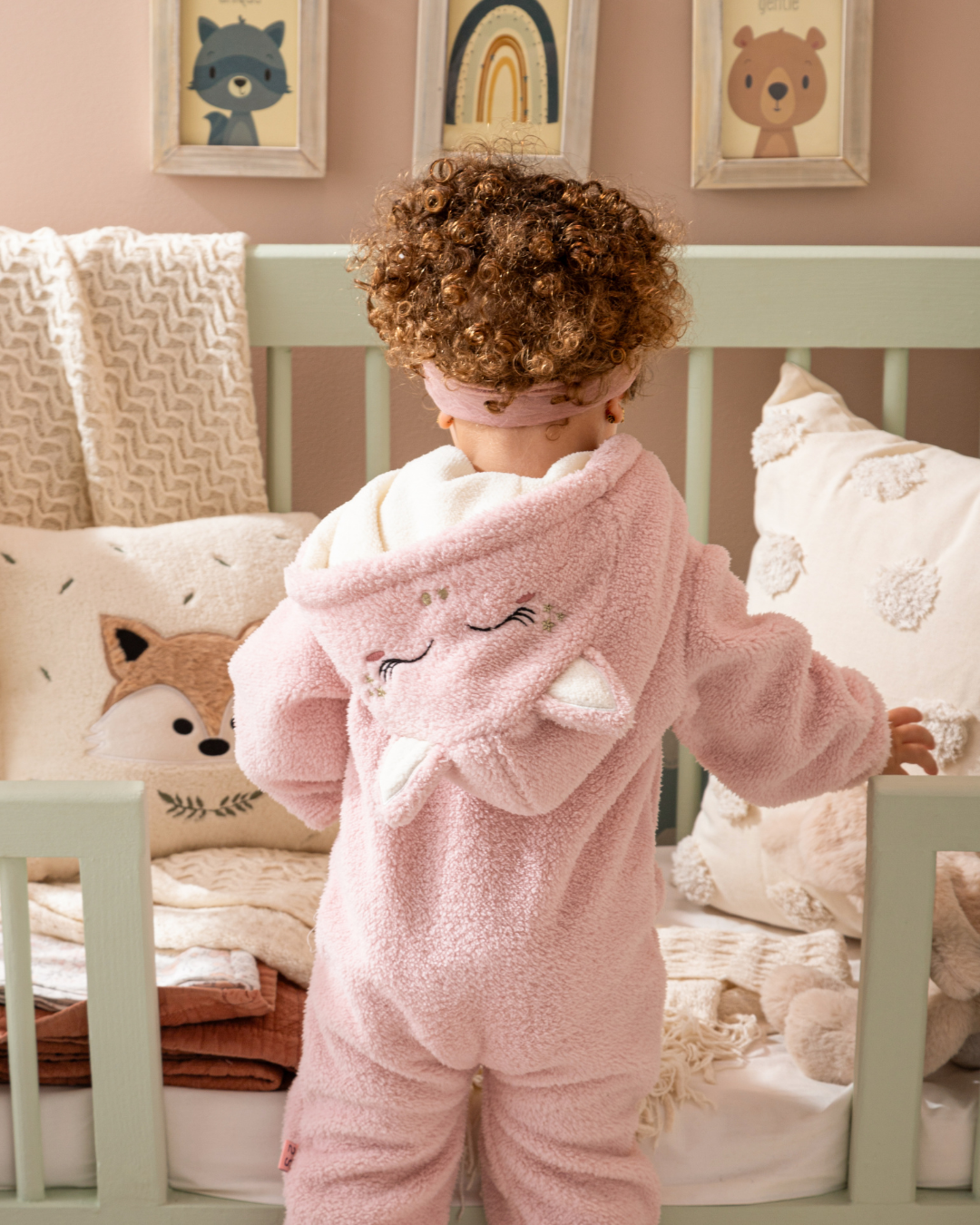 Unicorn baby girls' jumpsuit with cabochon and zipper