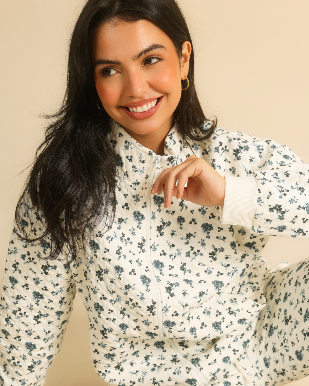 Floral Quilted Women Pajama in snow Colors