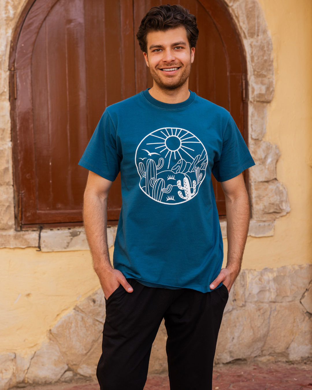 road and sun men's pajamas, half sleeves and pentacourt