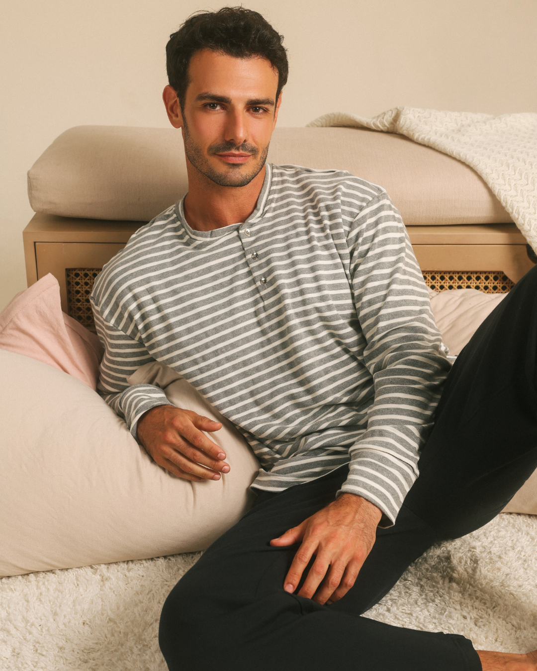 Classic Striped Henley Pajamas