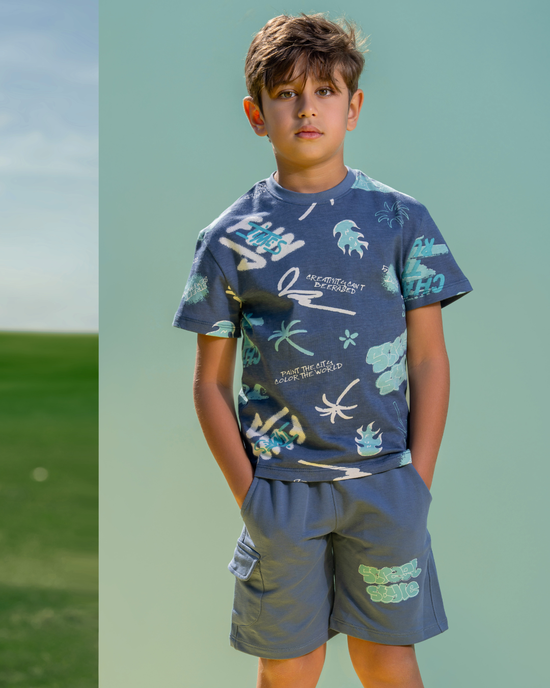 Boys street style pajama shorts