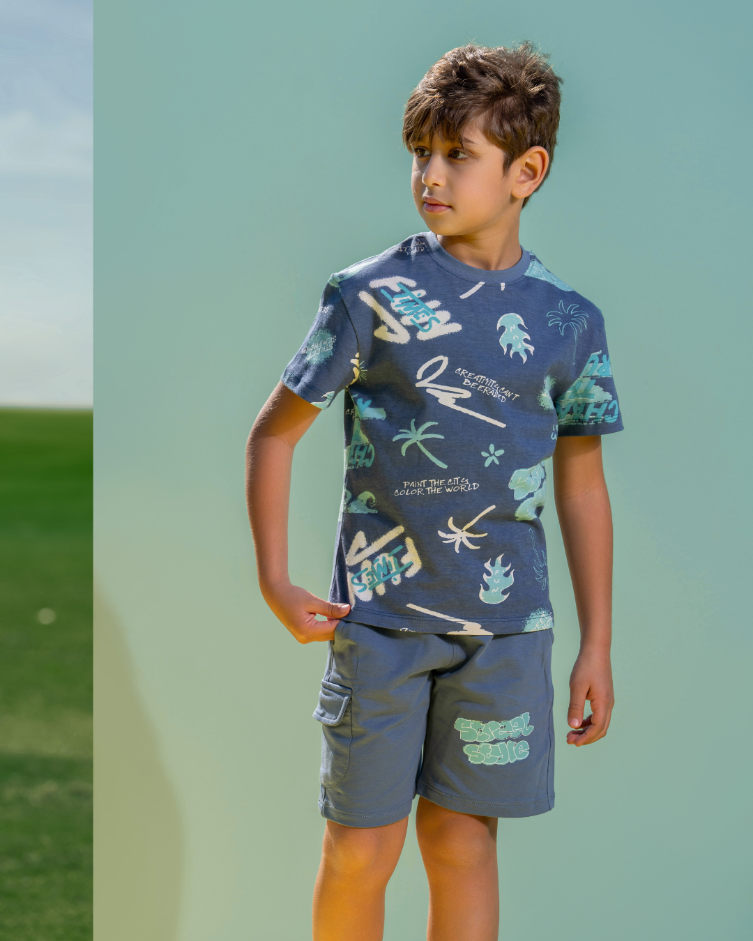 Boys street style pajama shorts