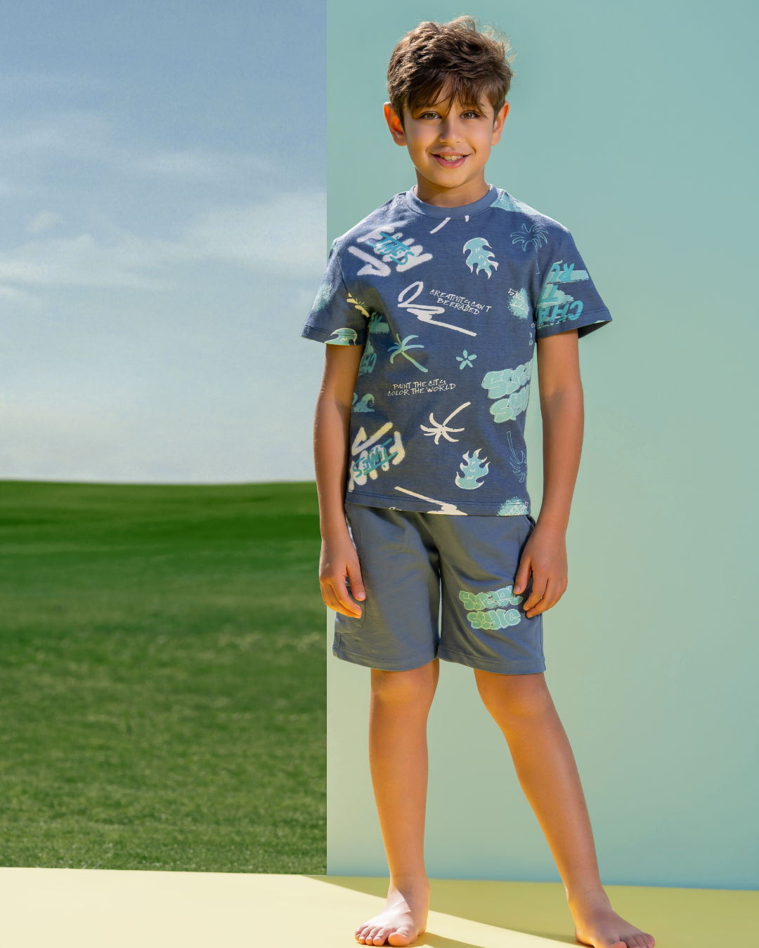 Boys street style pajama shorts