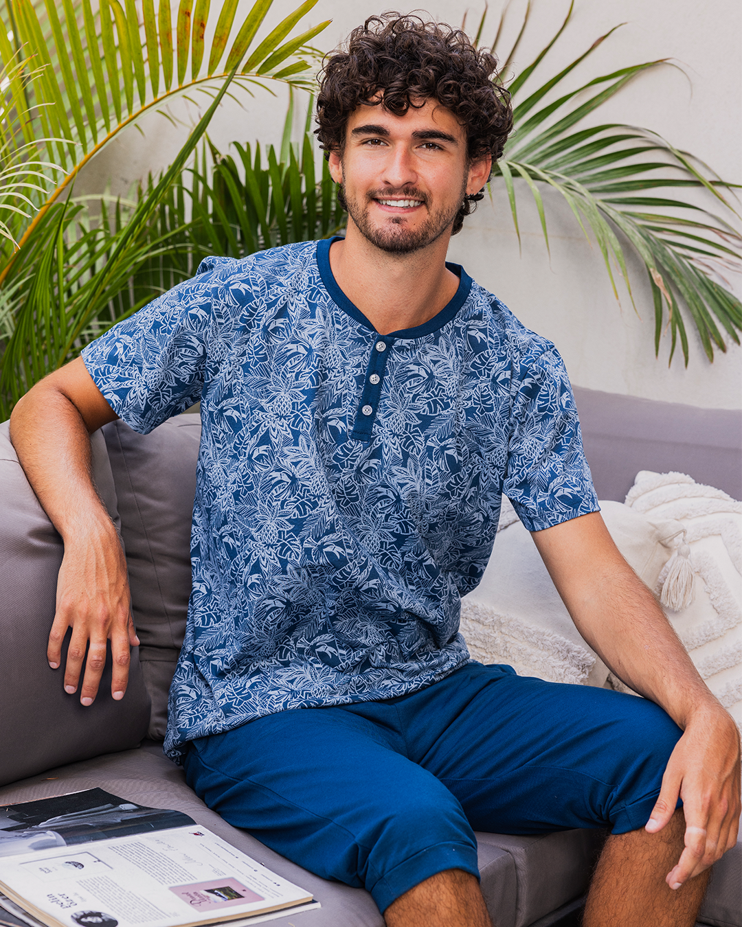 Summer vibes 2 بيجاما رجالي نص كم بنتاكور