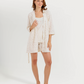 Women's 3-piece camisole, shorts, and printed robe pajamas