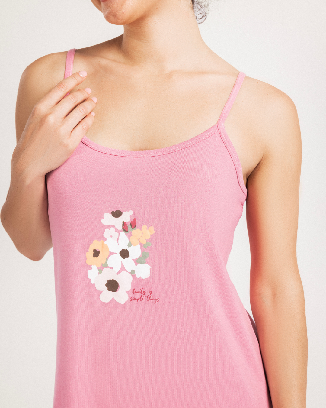 قميص حريمي حمالة ورود الصيف