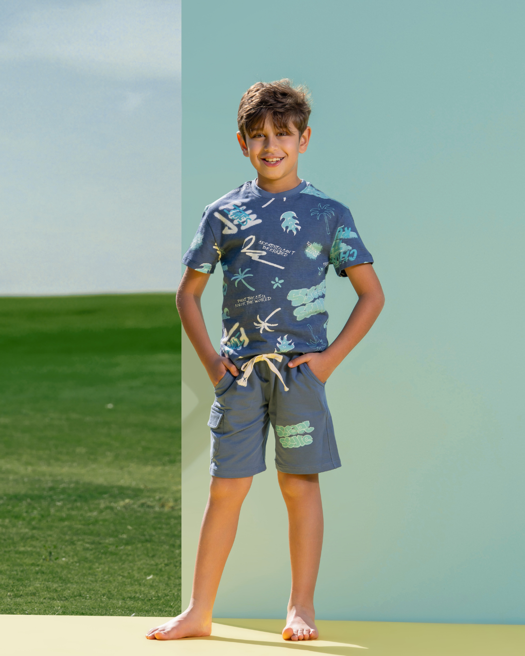 Boys street style pajama shorts