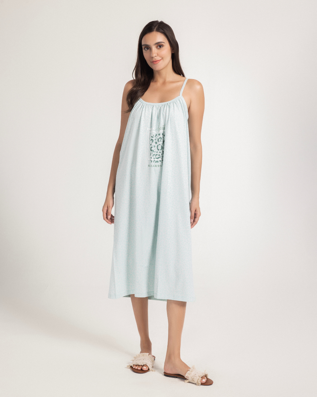 Printed Cotton Strap Dress