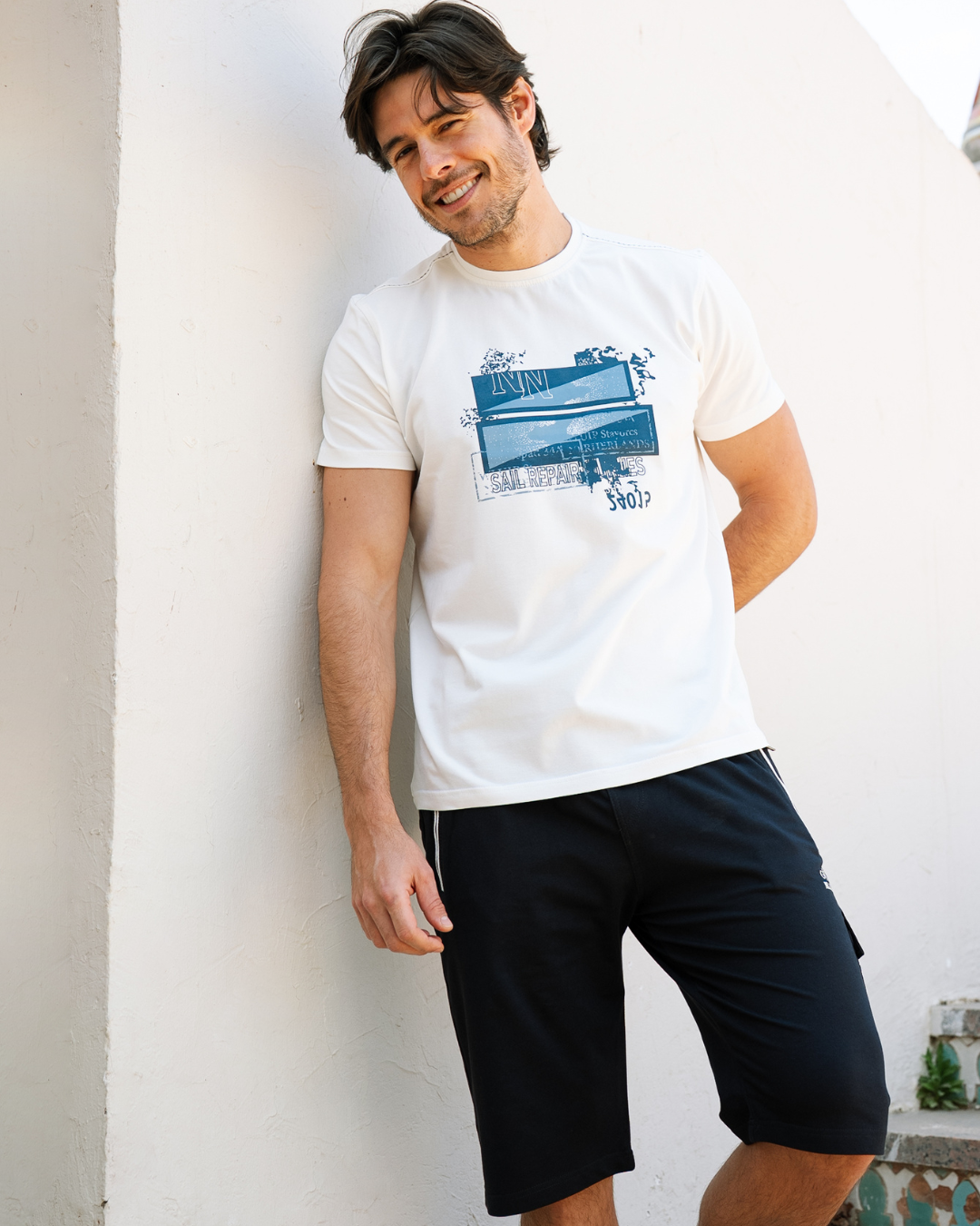 NN pajamas Men's text how much and shorts