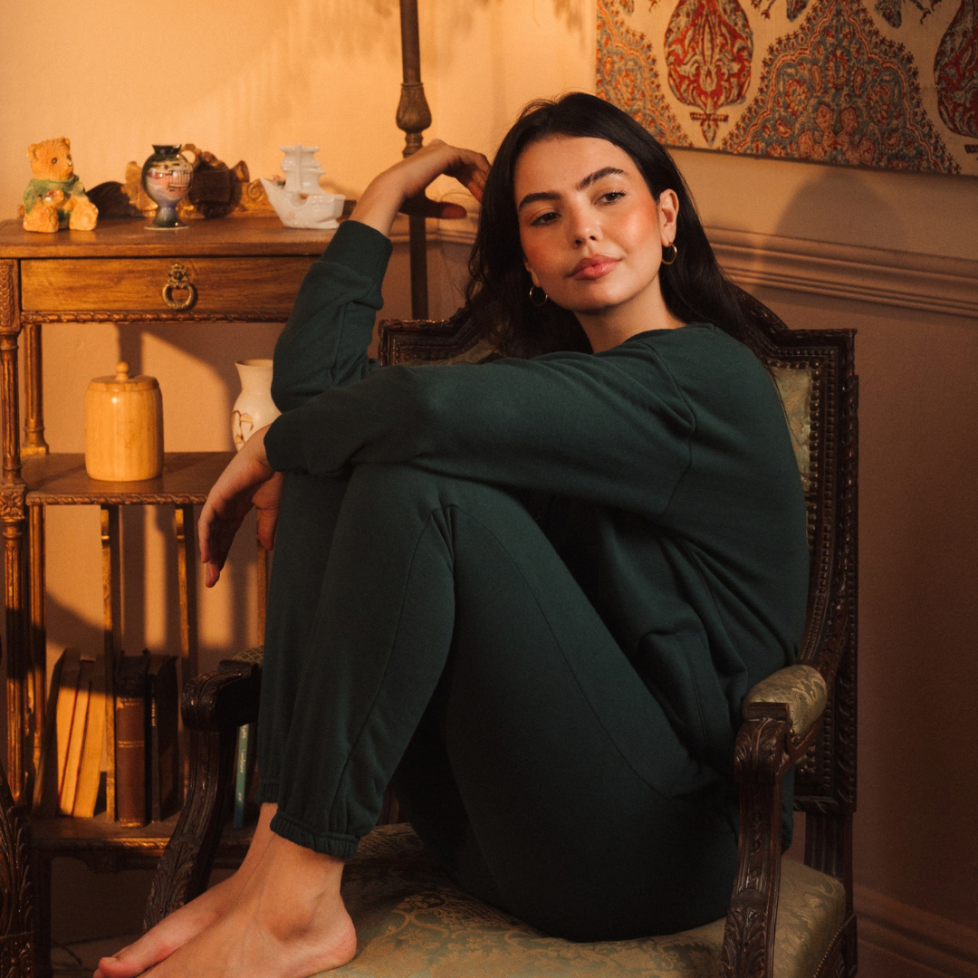 Melton loungewear set with front buttons