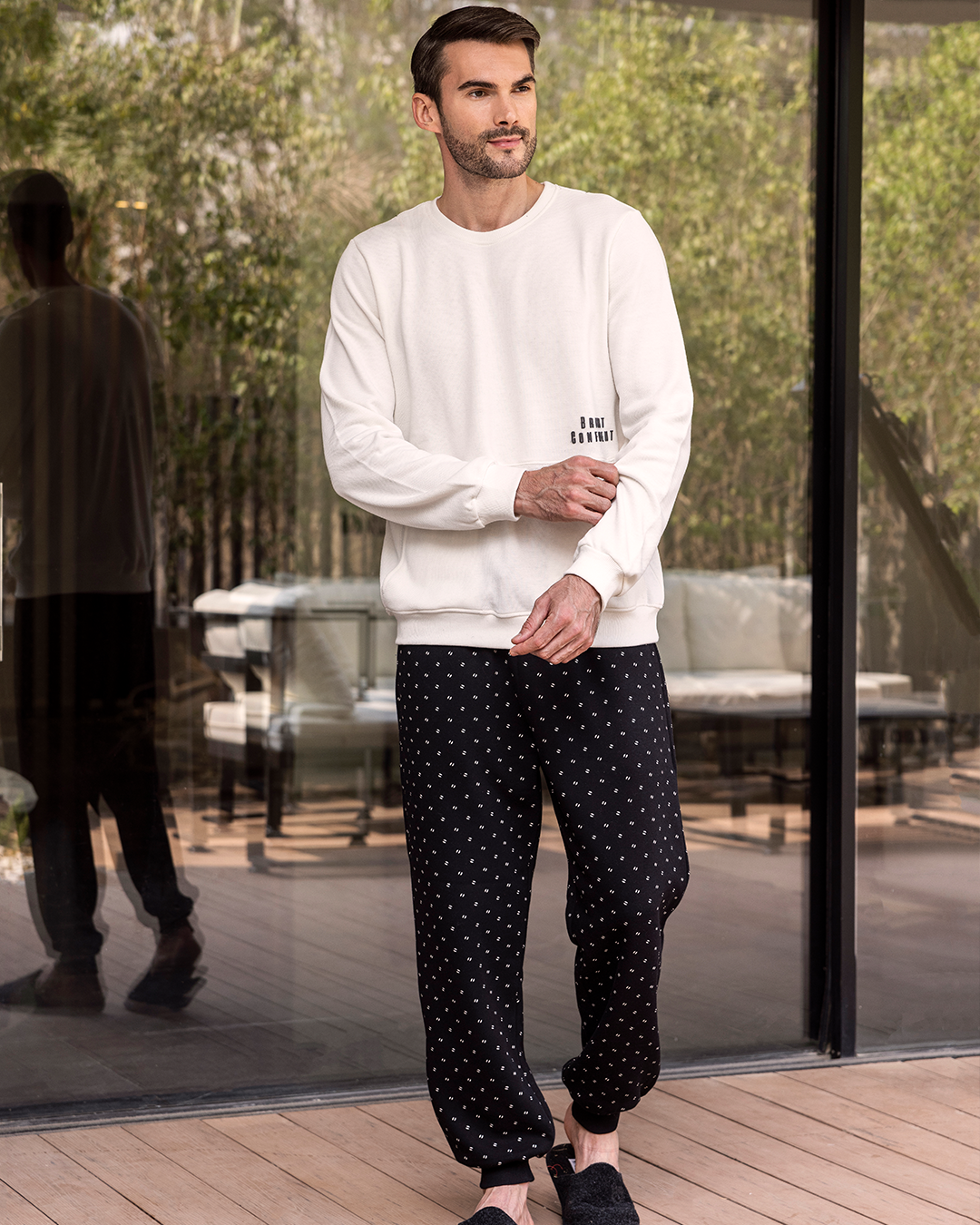 Bright Confident بيجاما رجالي جاكار كُم طويل