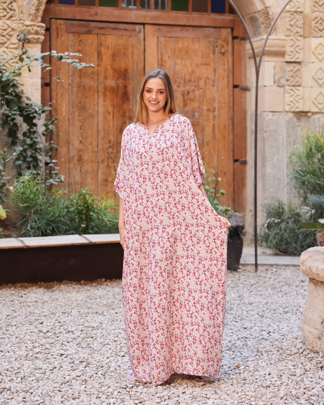 147 قميص فسكوز نص كم مشجر