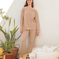 Women's long-sleeved pajamas, plain cashmere