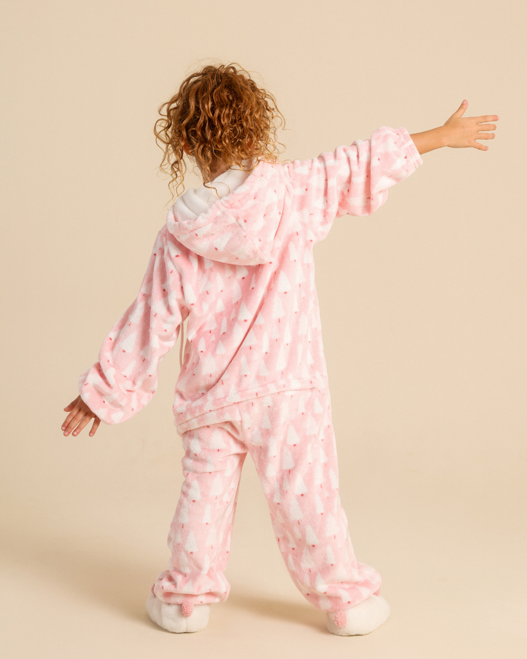 Girls' onesie with a pink Christmas tree print