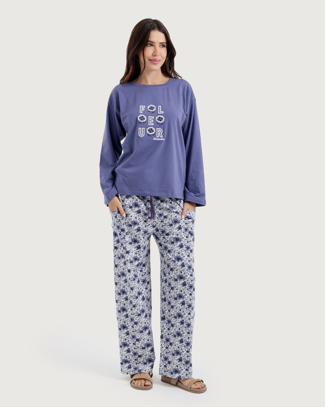 pajama women fleur manche pantalon