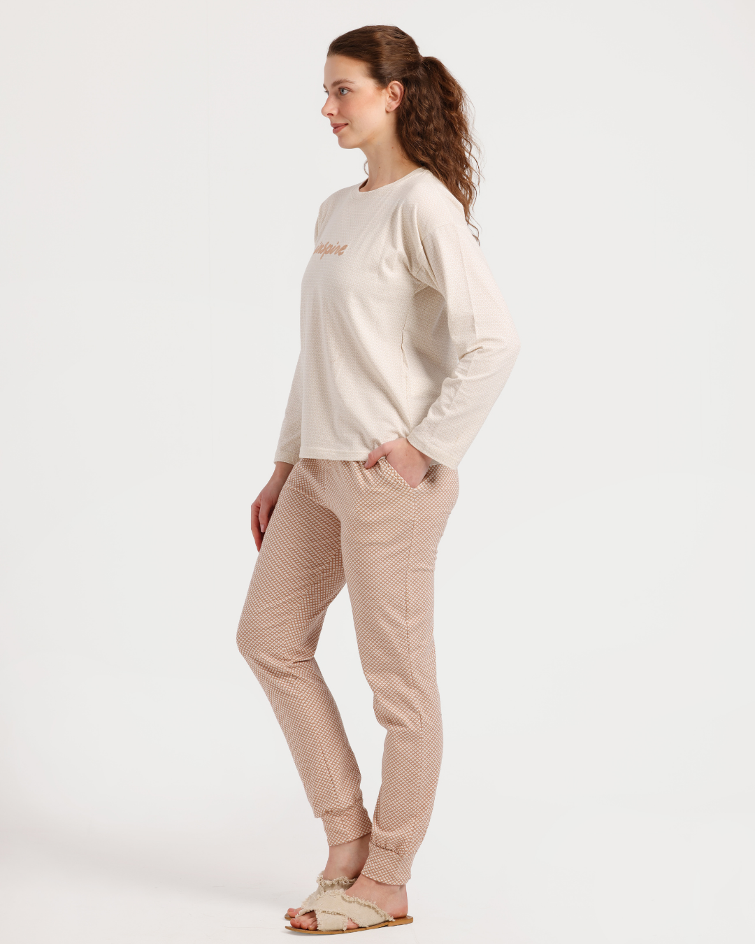 women's pajama set with short sleeves and pants