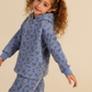 Girls' winter pajamas with a rose print