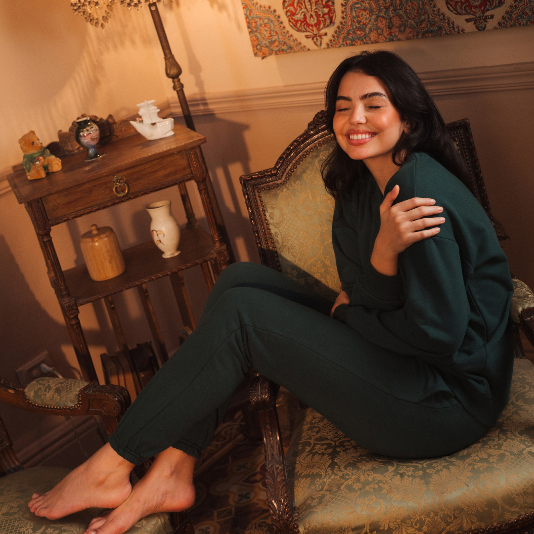 Melton loungewear set with front buttons