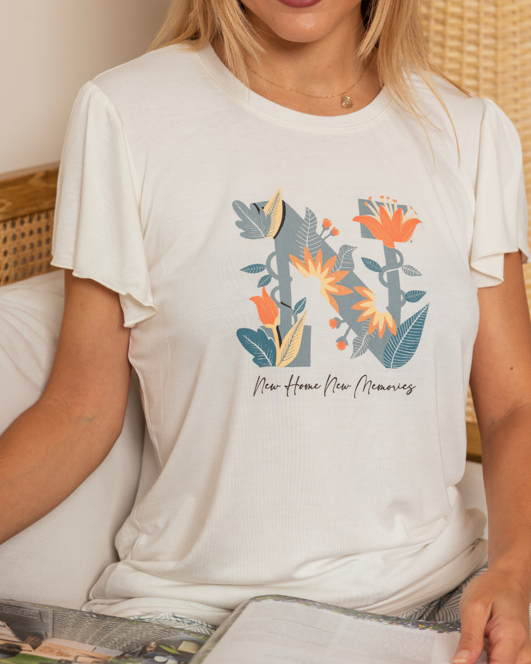 New Home New Memories Women's half-sleeved pajamas and viscose Lycra pants