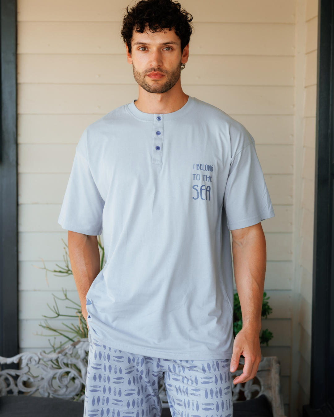 Printed top and shorts pajamas
