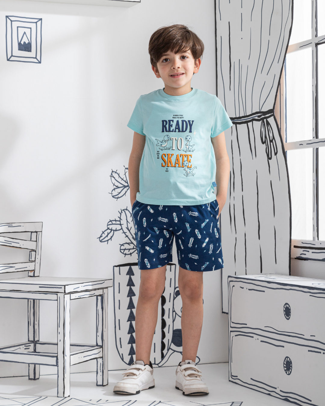 Skate board بيجاما اولادي نص كم