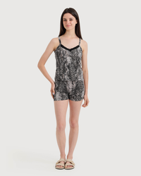 Women's Cotton V-Strap Pajamas with Snake Skin Shorts