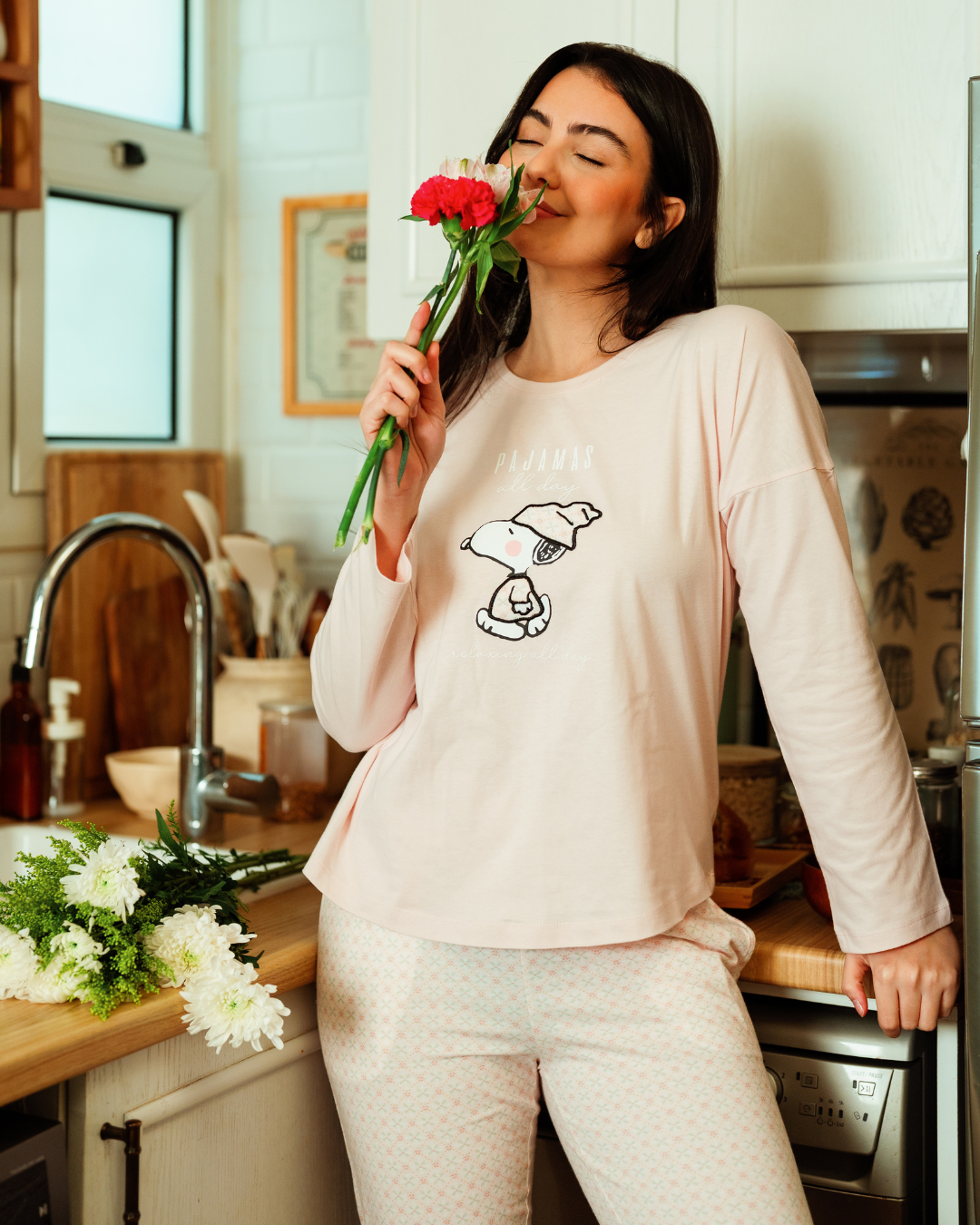 بيجاما حريمي كم طويل  سنوبي الربيع