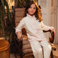 Quilted pajamas with floral print and pink details
