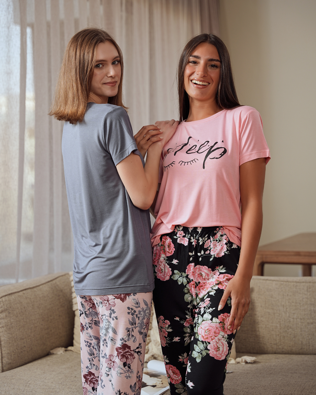 Women's pajamas with floral print