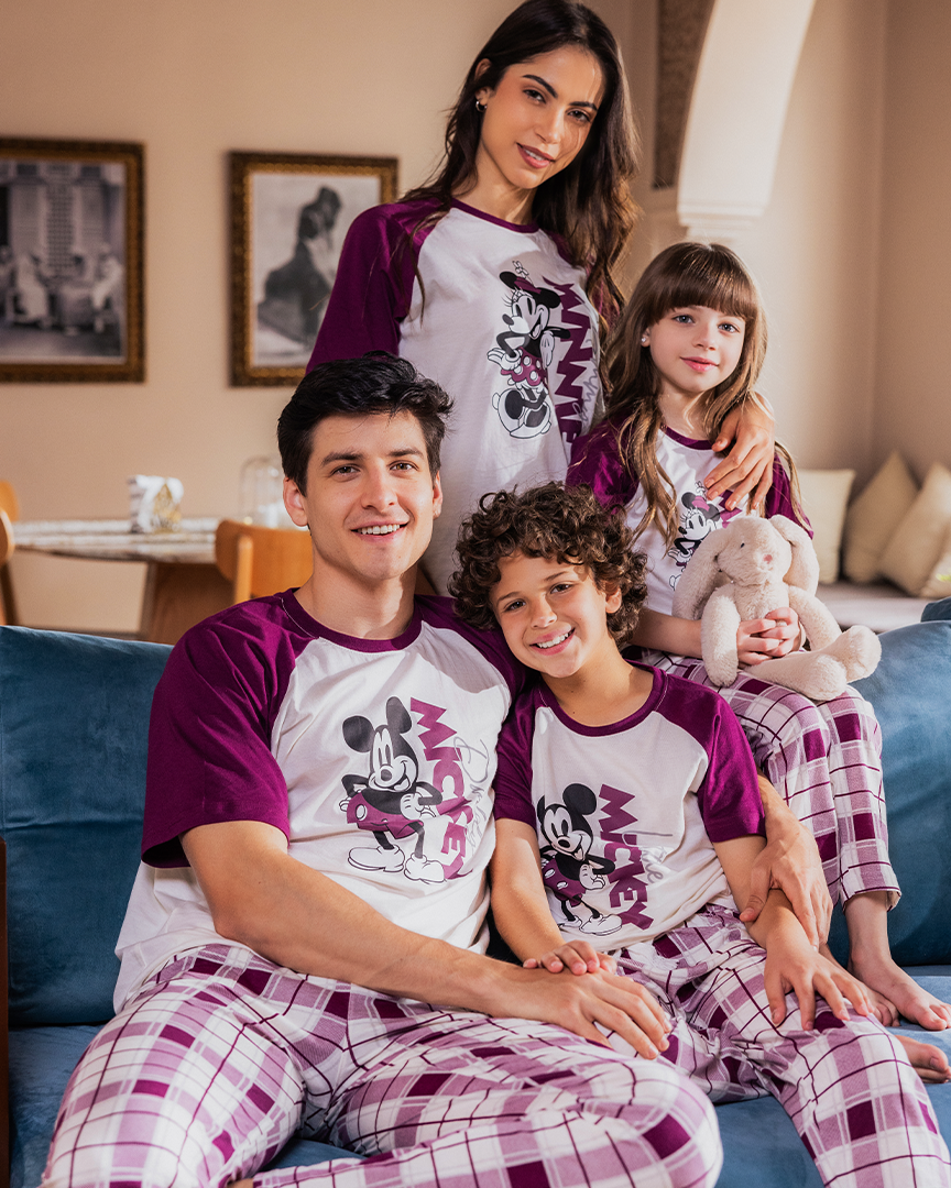 Family checkers بيجاما بناتي نص كم و بنطلون قطن