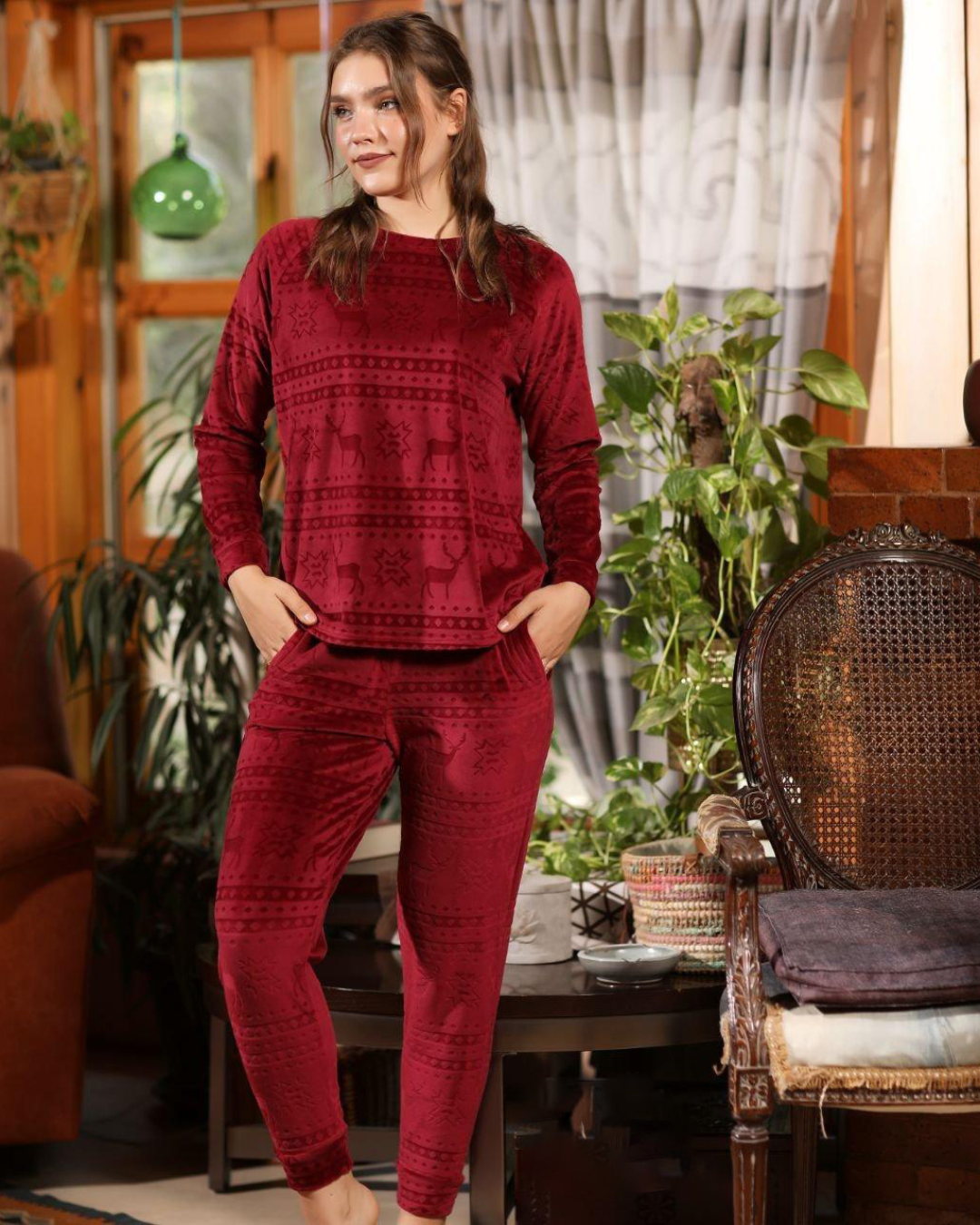 Women's Christmas deer pajamas