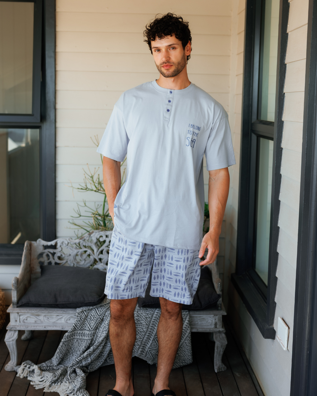 بيجاما توب و شورت مطبوع