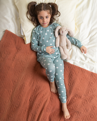 طقم تدفئة بناتي مطبوع منقط