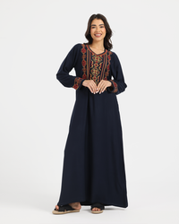 1 قميص فسكوز سادة مطرز بكم