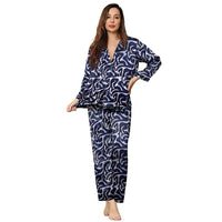 Classic satin pajamas for women, patterned with buttons