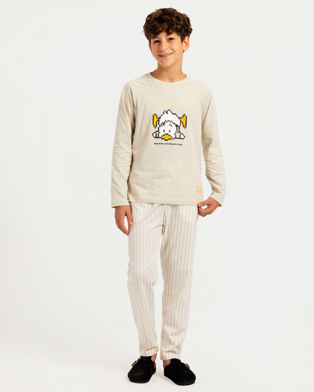Junior boys' long-sleeve pajama with striped pants