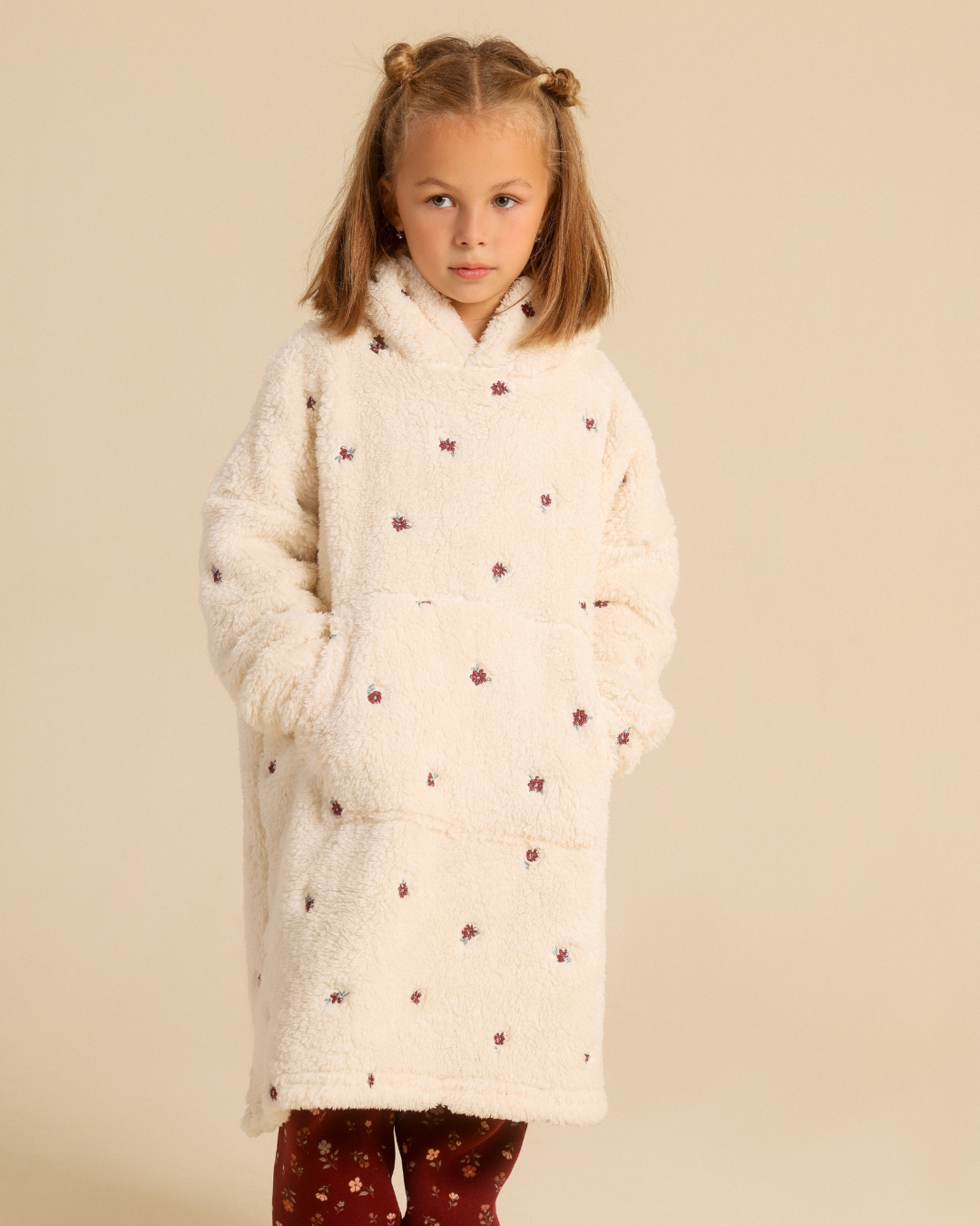 Rosebud Allover Embroidered Girls Wearable Blanket