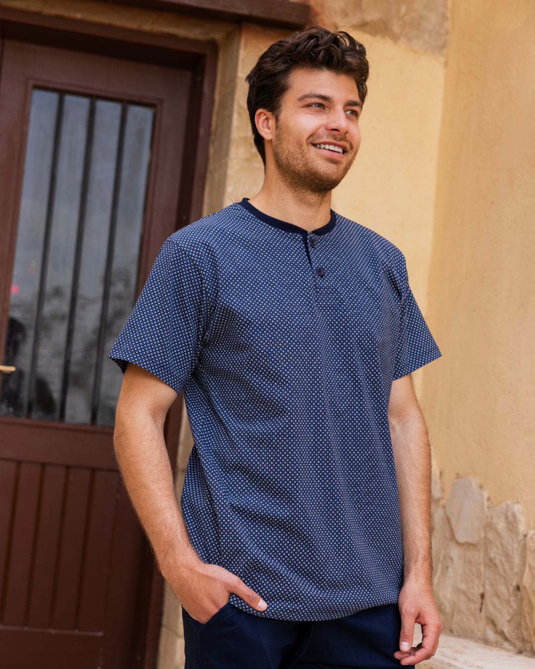 بيجاما رجالي نص كم و بنطلون مرد بولو روتاري دوائر