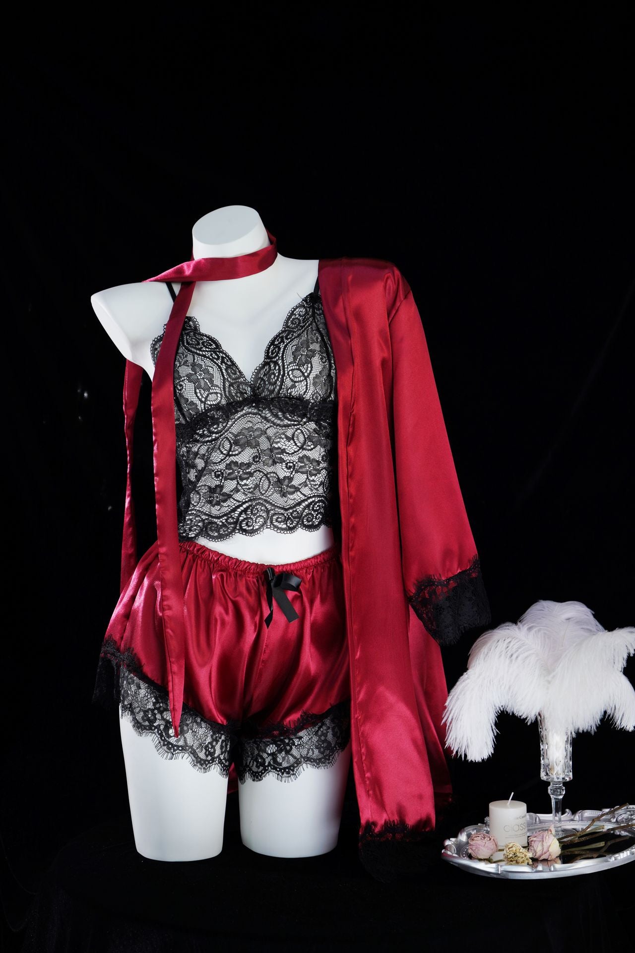 LS طقم روب و توب حمالة و شورت 3 قطع