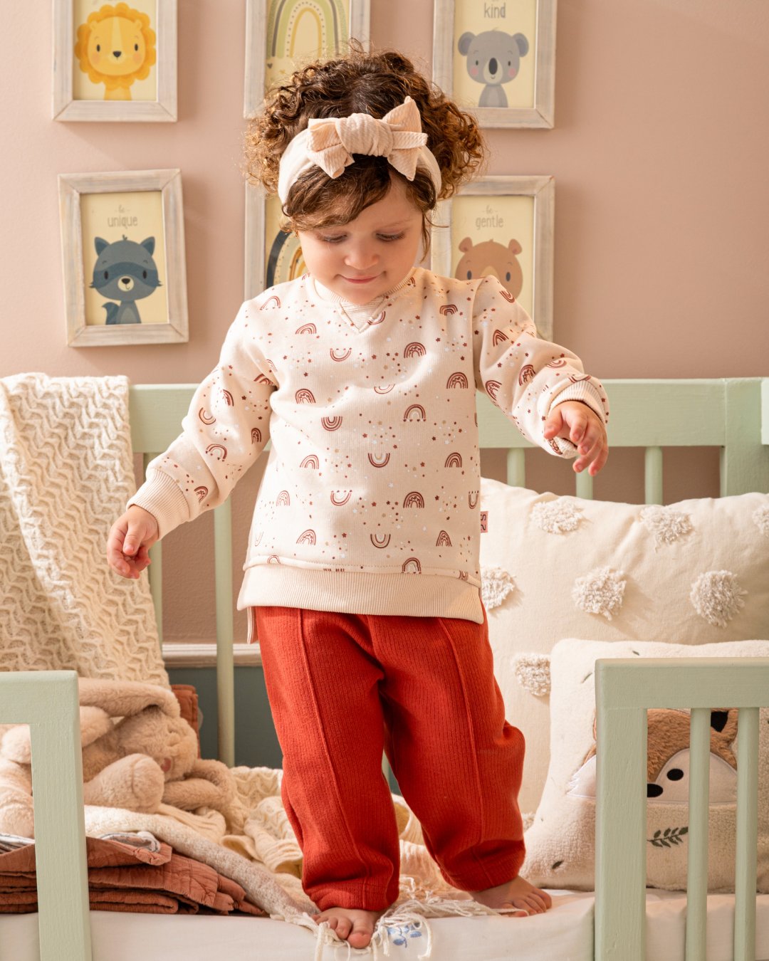 Cute Rainbow بيجاما بيبي بناتي ليجن