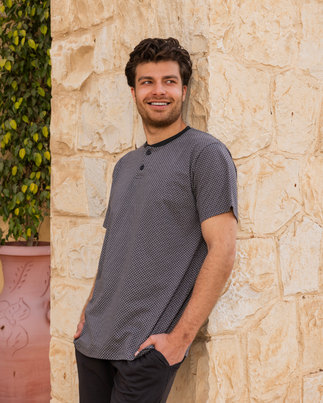 بيجاما رجالي نص كم و بنطلون مرد بولو روتاري دوائر