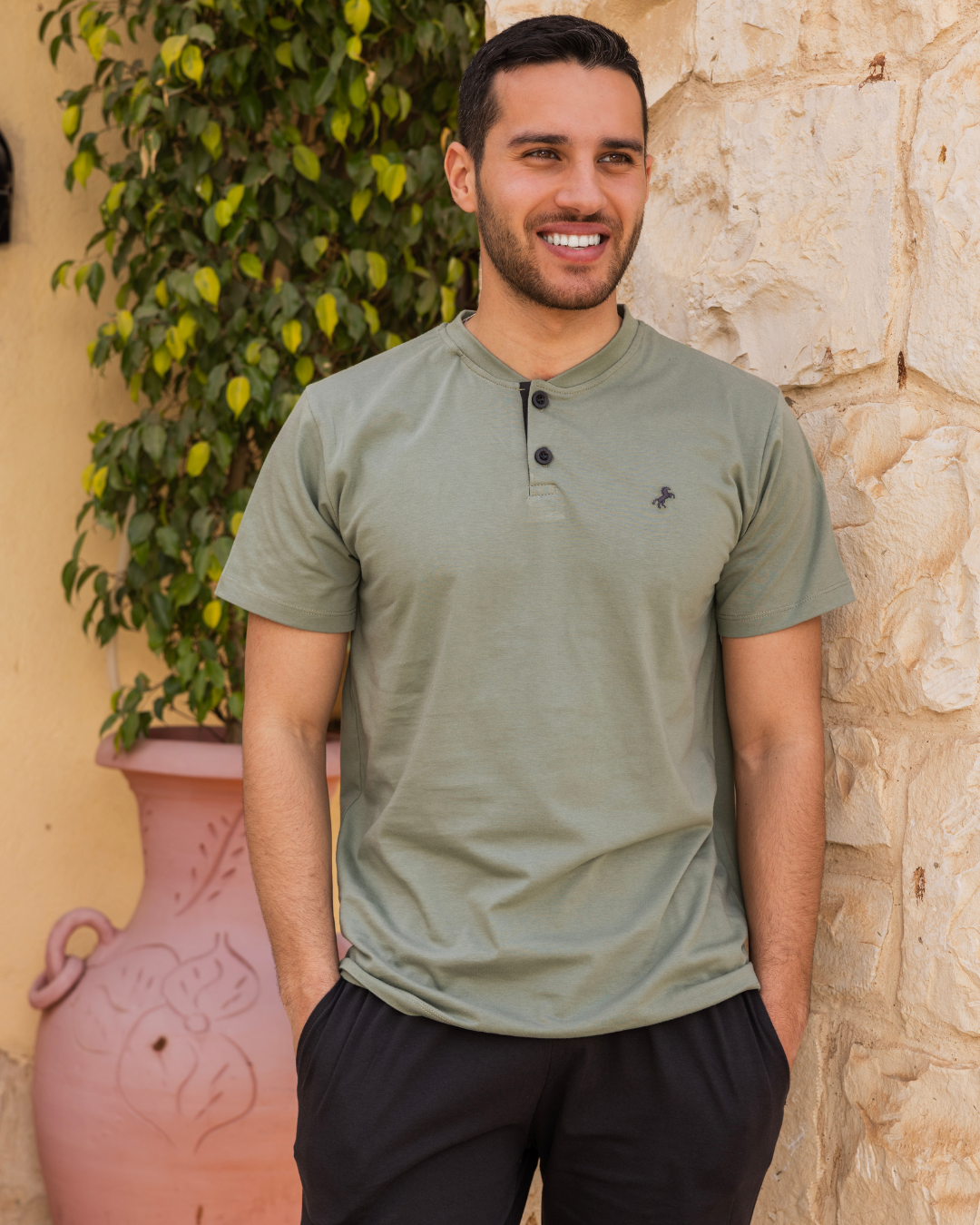 Men's half-sleeve pajamas and polo pants