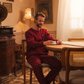 Henley pajamas with printed pants