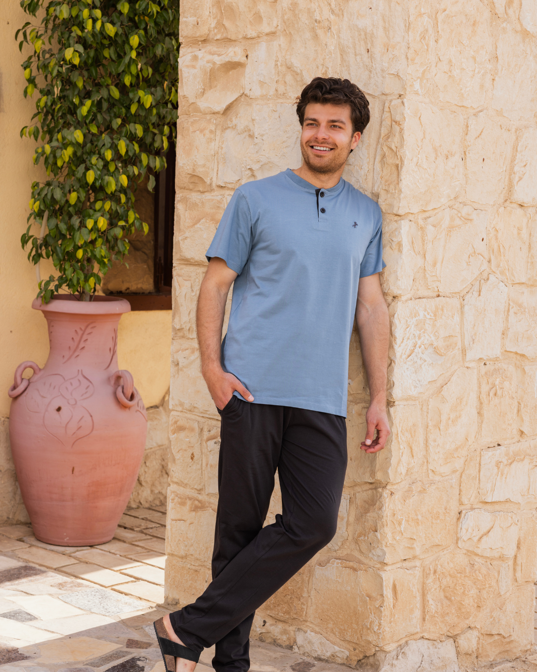 Men's half-sleeve pajamas and polo pants