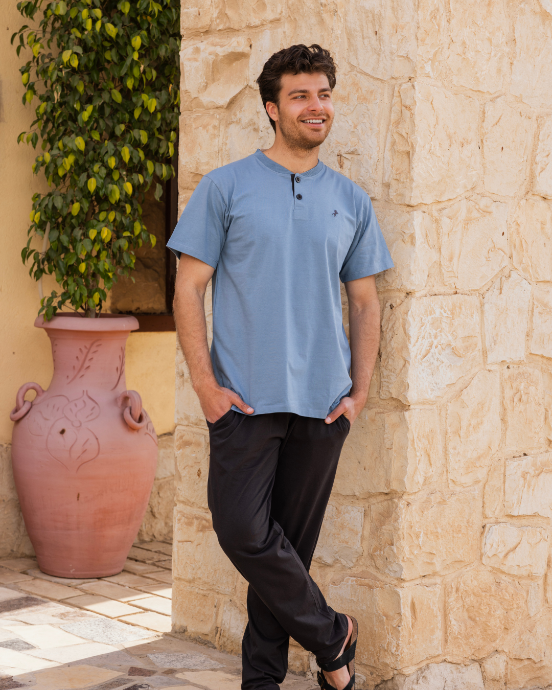 Men's half-sleeve pajamas and polo pants
