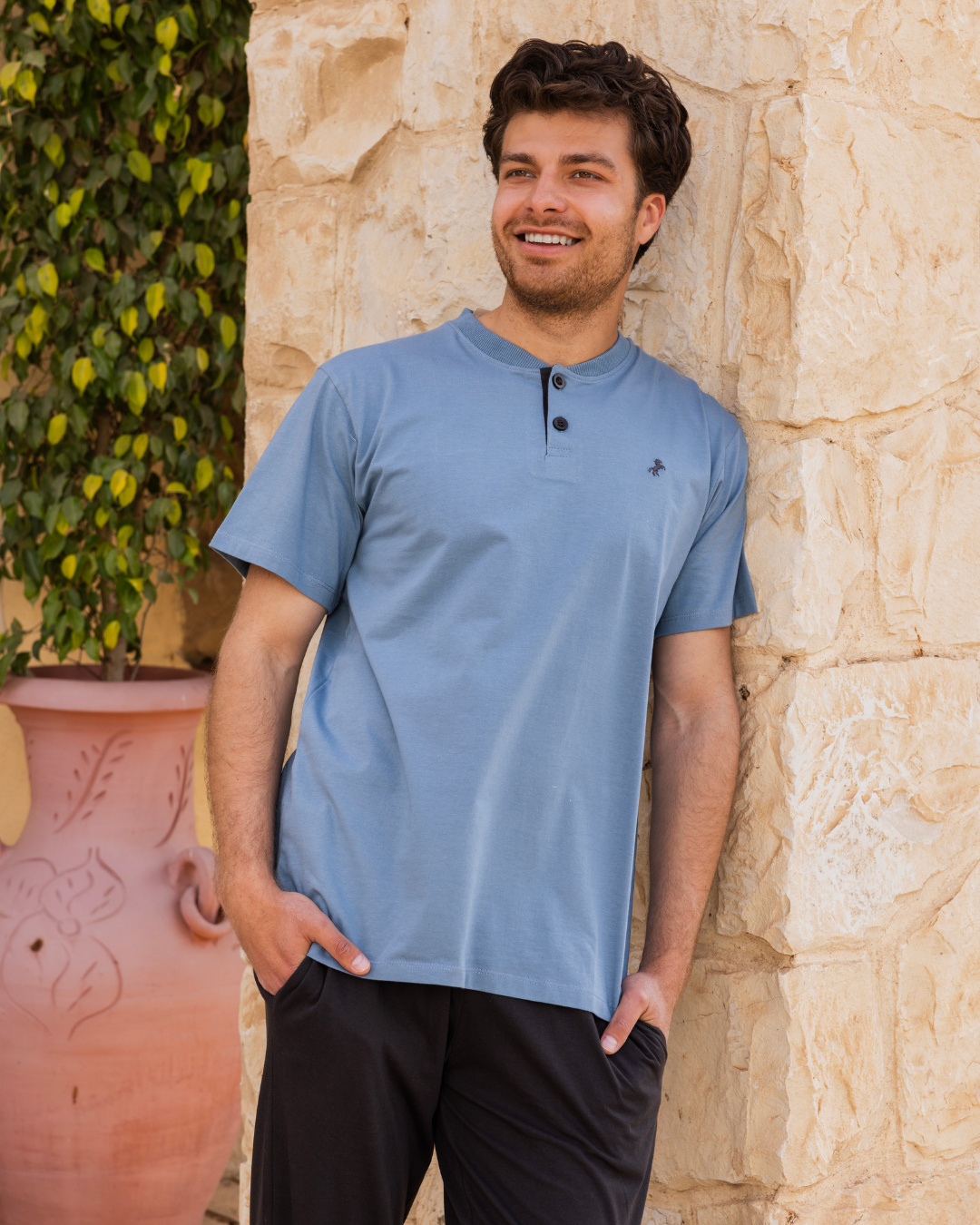 Men's half-sleeve pajamas and polo pants
